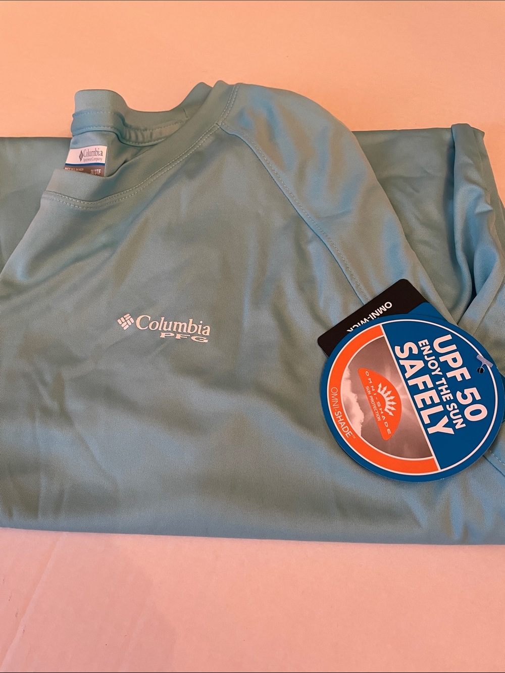 Columbia Light Blue Long Sleeve Performance Top with White Logo